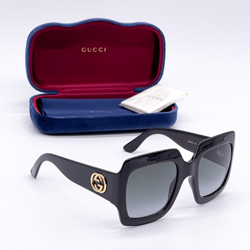NEW GUCCI GG0053S 001 BLACK SQUARE WOMEN’S SUNGLASSES GUCCI GG0053SN 001 - Picture 4 of 12